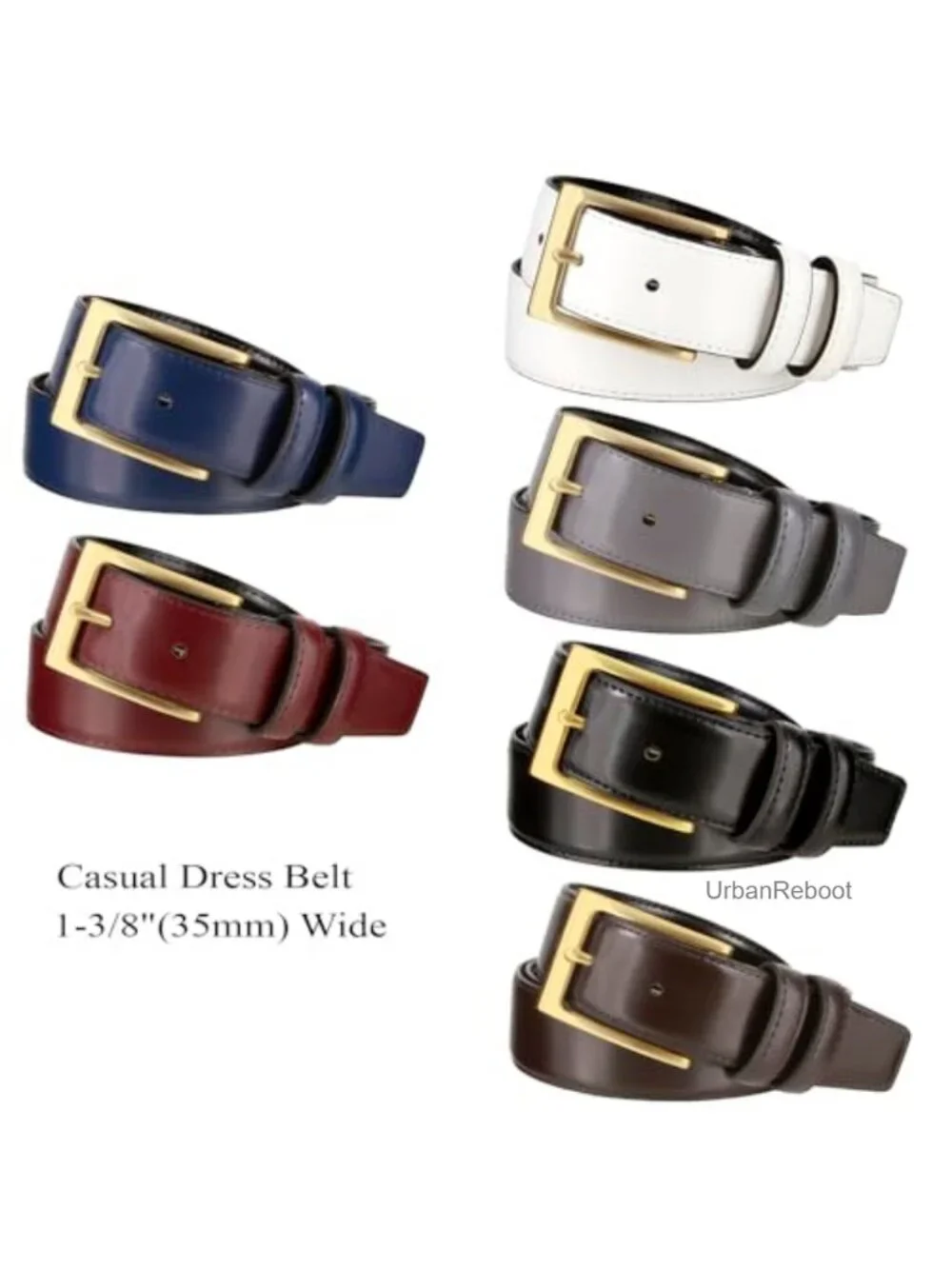 Genuine Leather Men's Belt 35mm Classic Dress Belt Stitched Edge